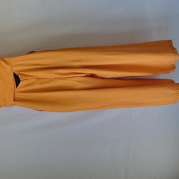 Topshop Sleeveless Tie Waist Wide Leg Jumpsuit Apricot Sz 6 - Picture 6 of 14